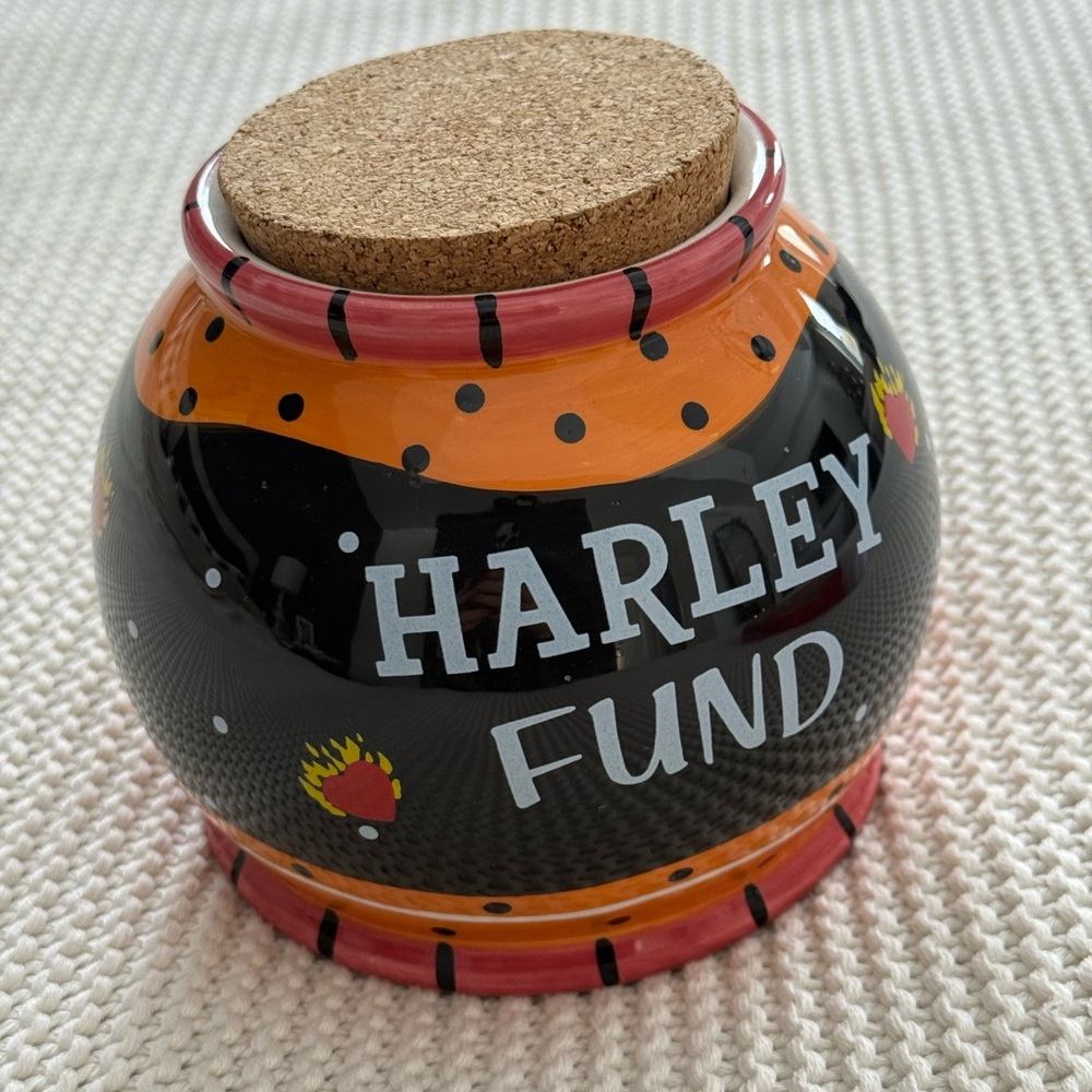 “Harley Fund” Ceramic Jar with Cork Lid